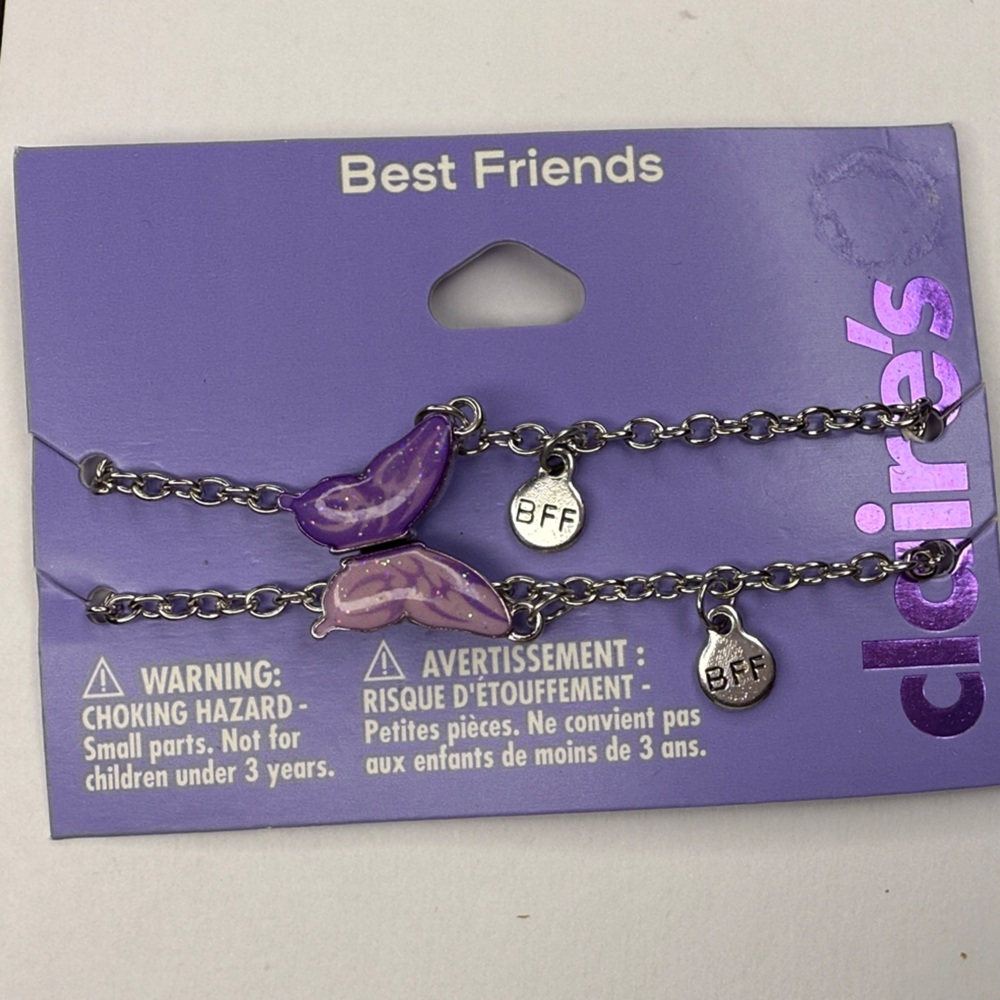 Claire's Purple Butterfly BFF Bracelets